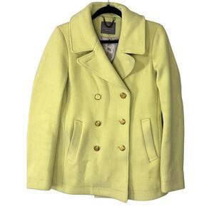 J. Crew Wool Yellow Stadium Winter Warm Thick Majesty Peacoat Citron Size 4